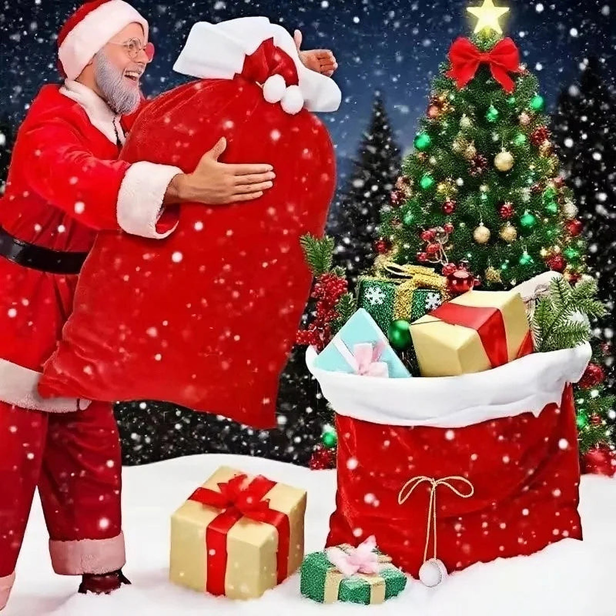 Large Red Santa Sack with Drawstring