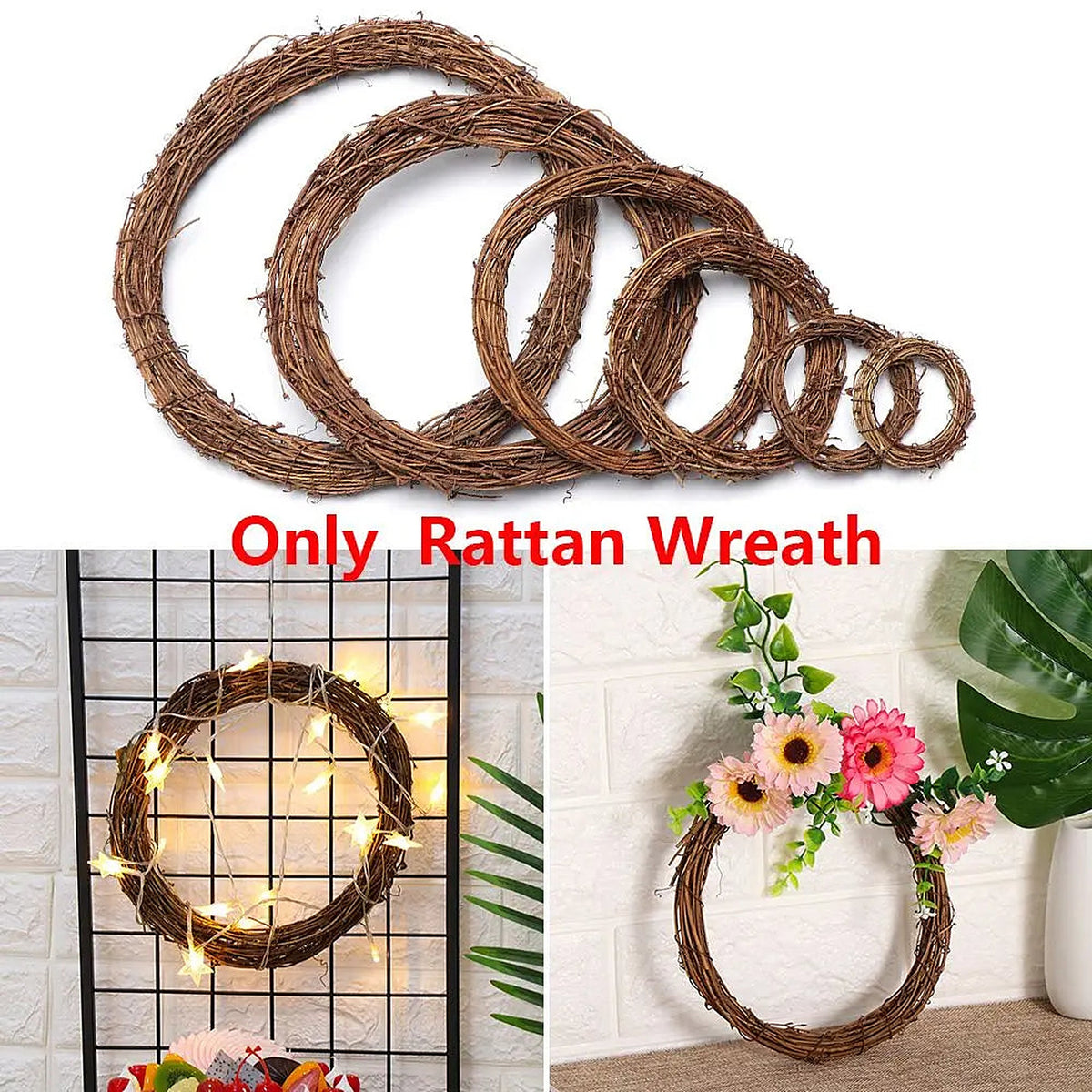 Rattan wreath sizes and decorating ideas; wreath sold undecorated