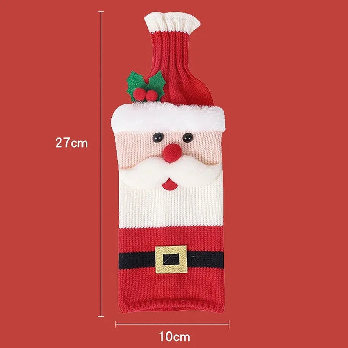 Santa knit wine bottle cover, 27 x 10 cm
