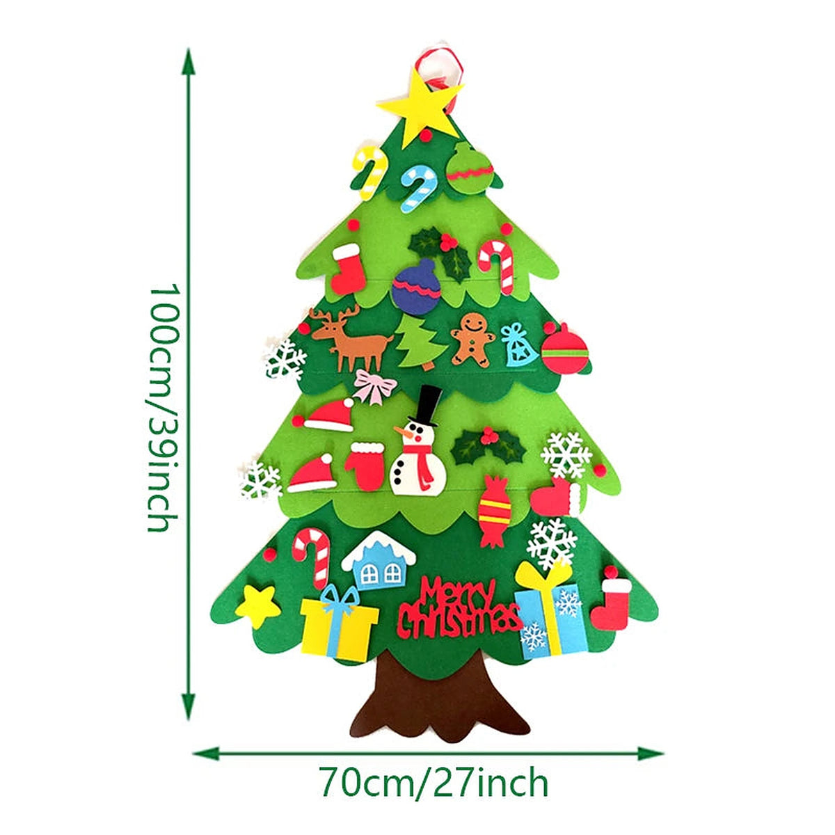 Felt tree size: 100 cm tall and 70 cm wide