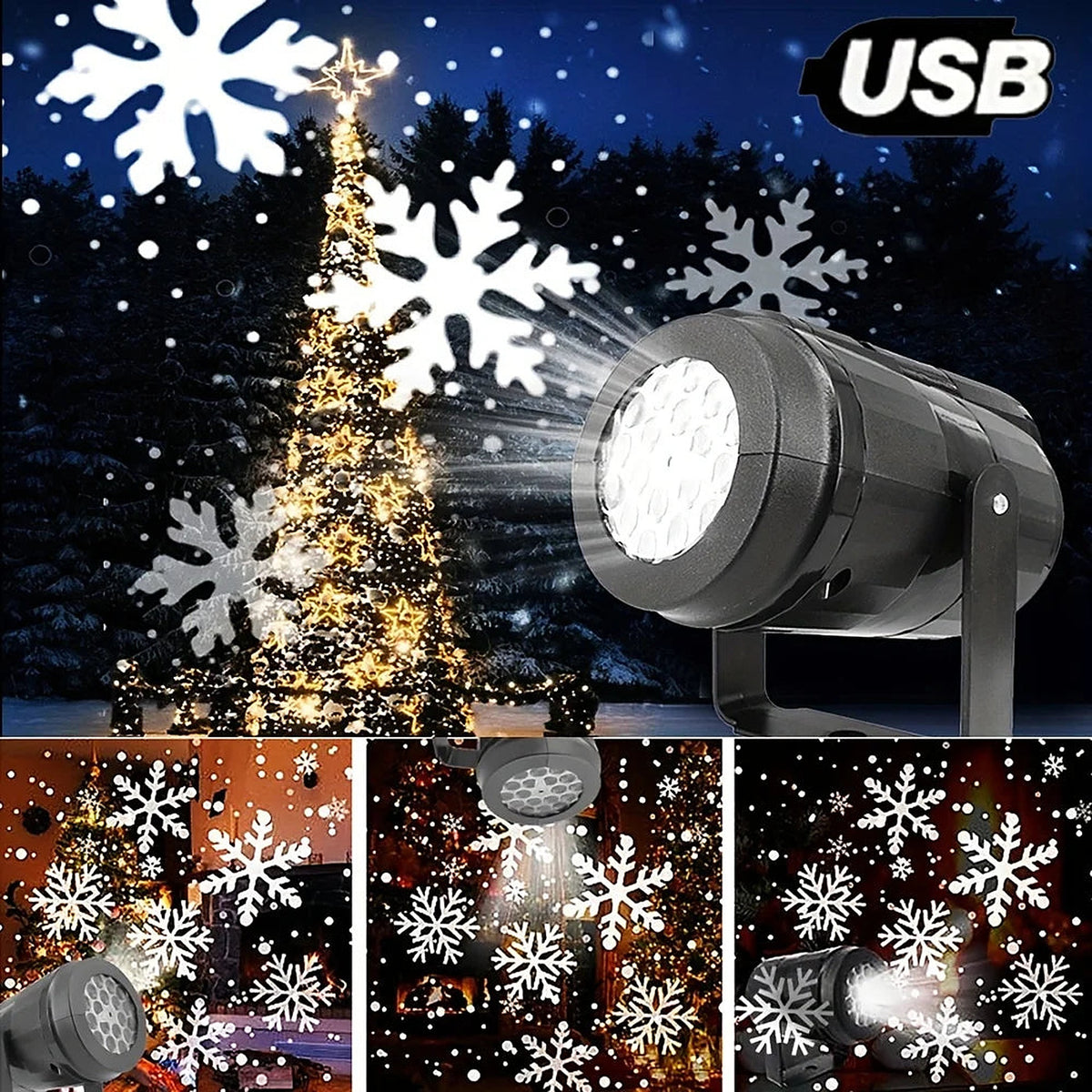 Rotating Snowflake Projector Light, USB