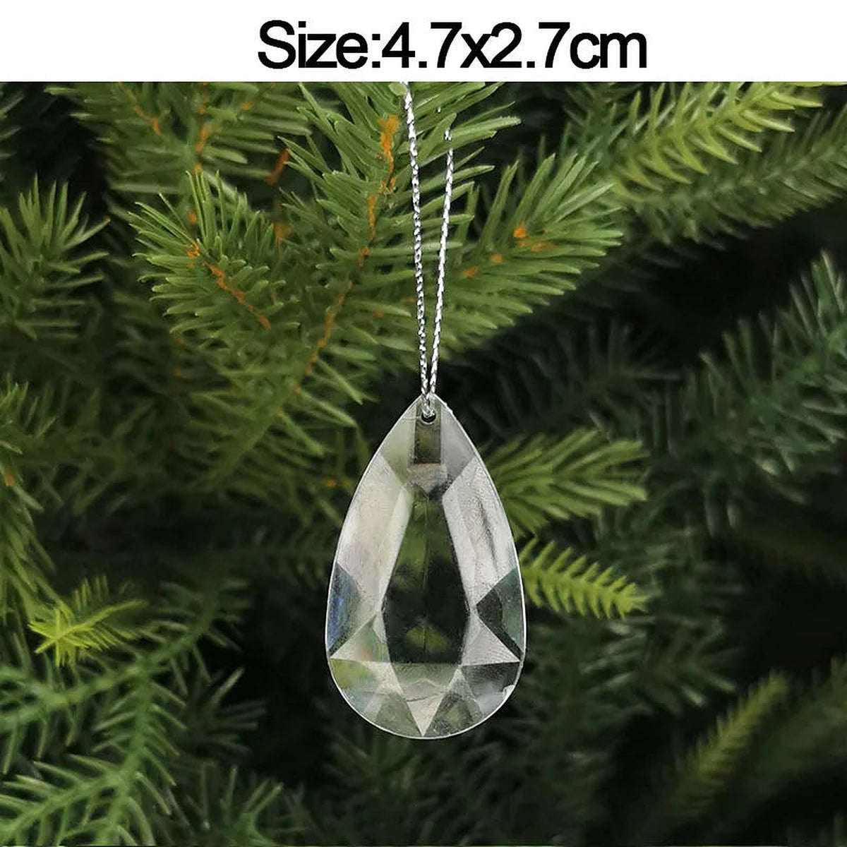 Clear acrylic flat teardrop ornament, 4.7 × 2.7 cm