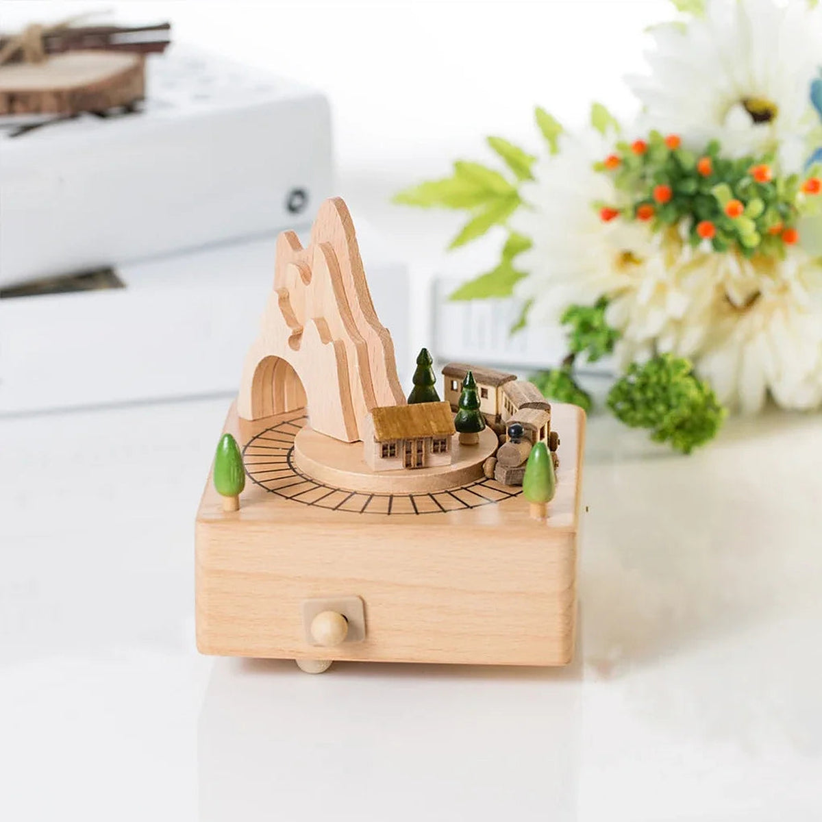 Wooden Wind-Up Music Box