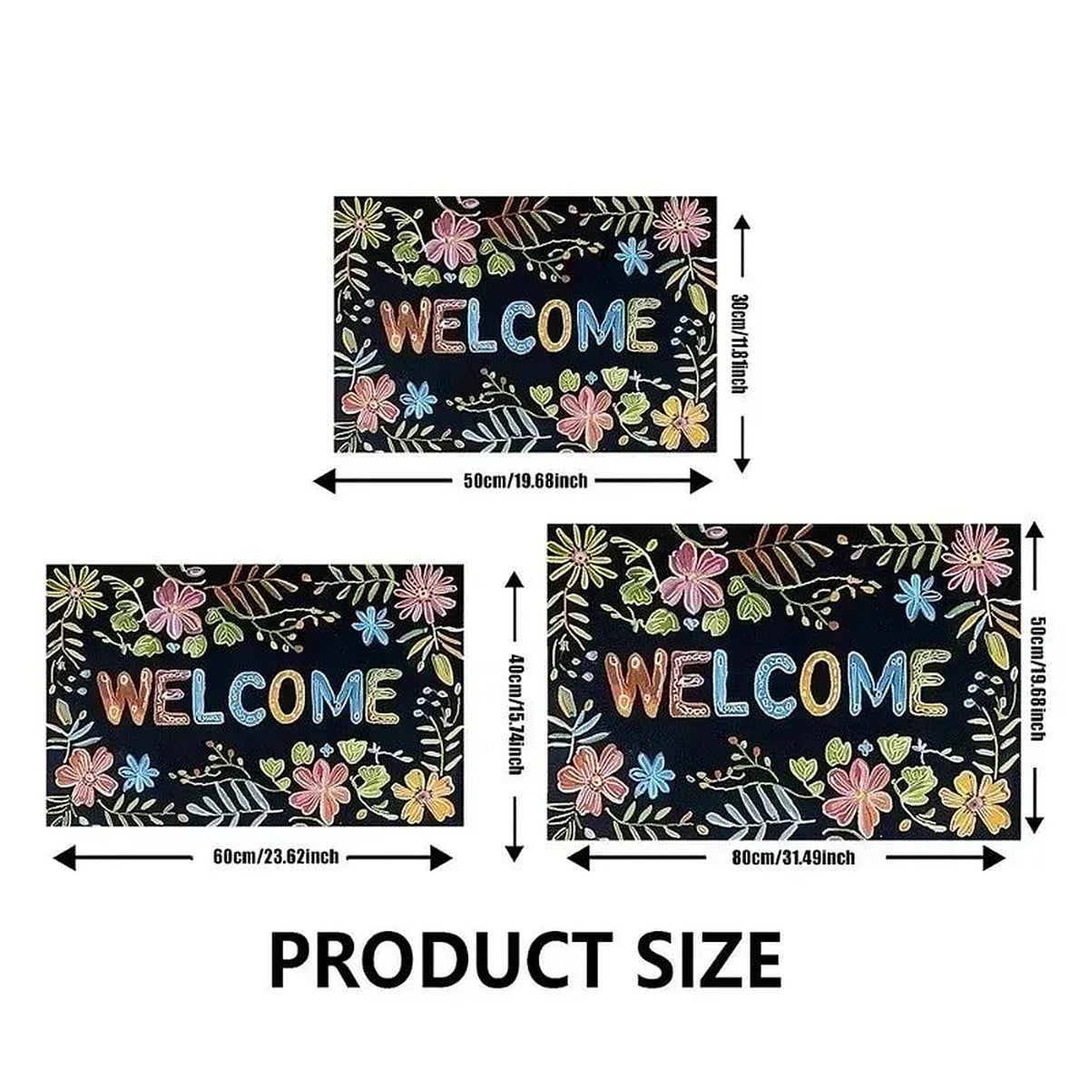 Door mat size diagram in three sizes
