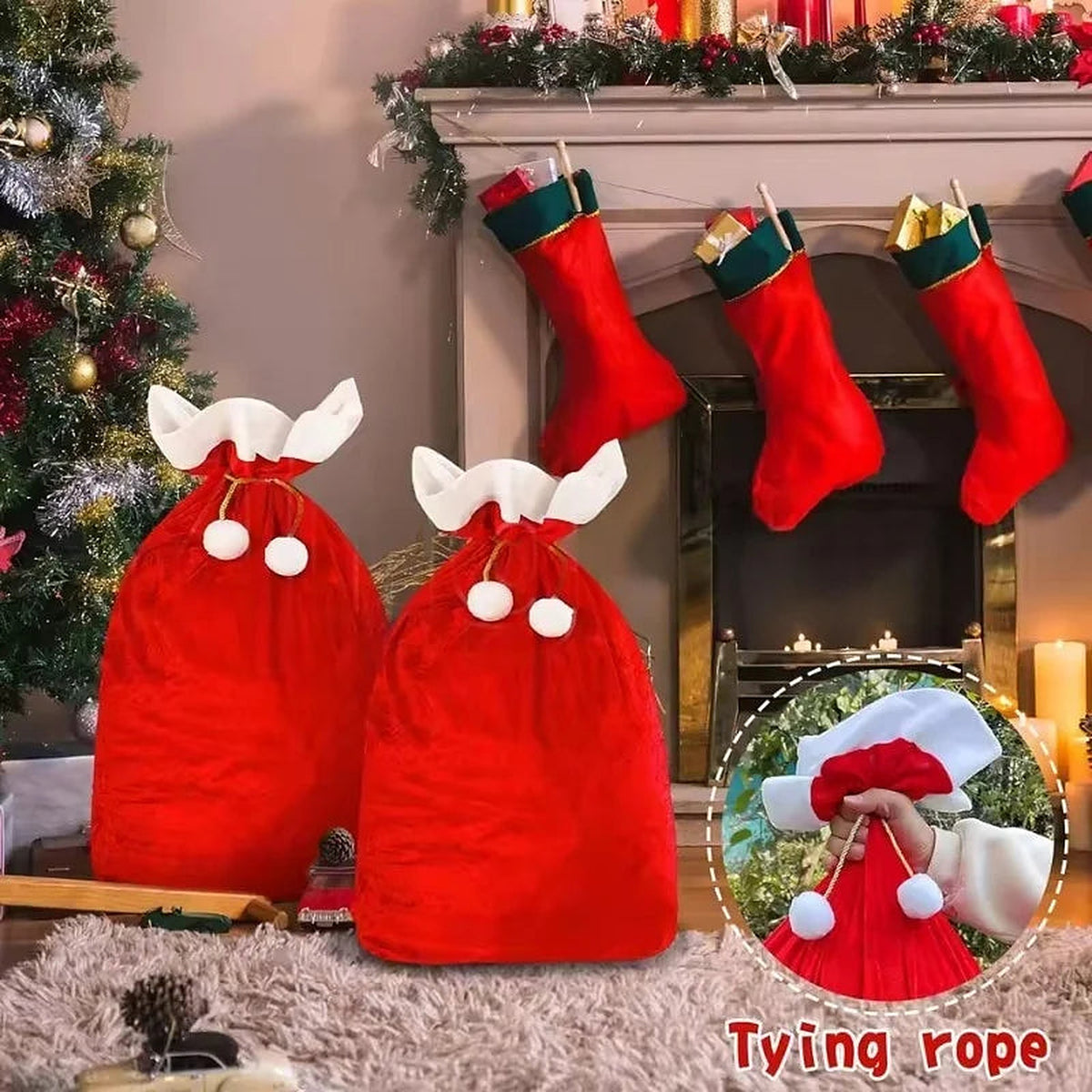 Large Red Santa Sack with Drawstring