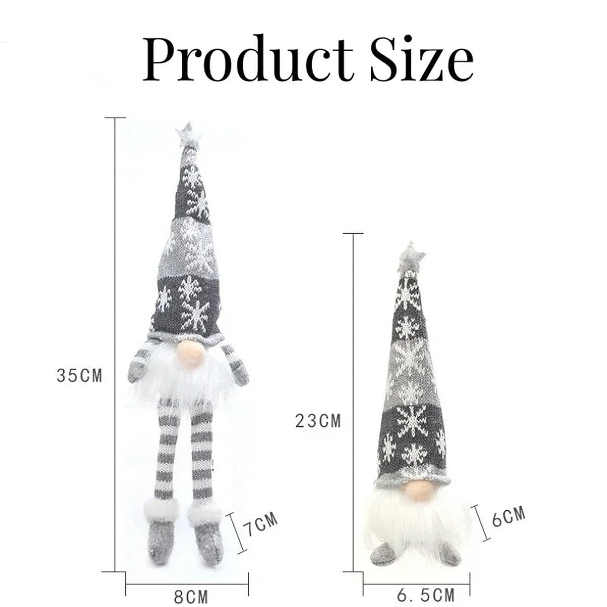 Gnome size guide: long-leg 35 cm and short 23 cm