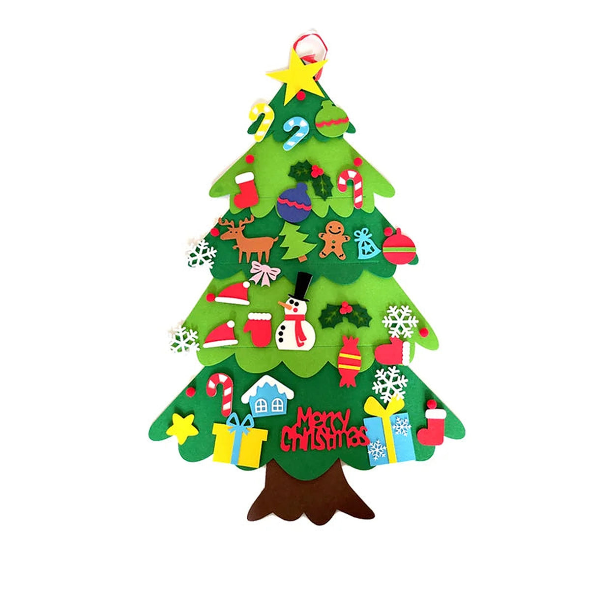 Felt Christmas tree with 32 ornaments, design A