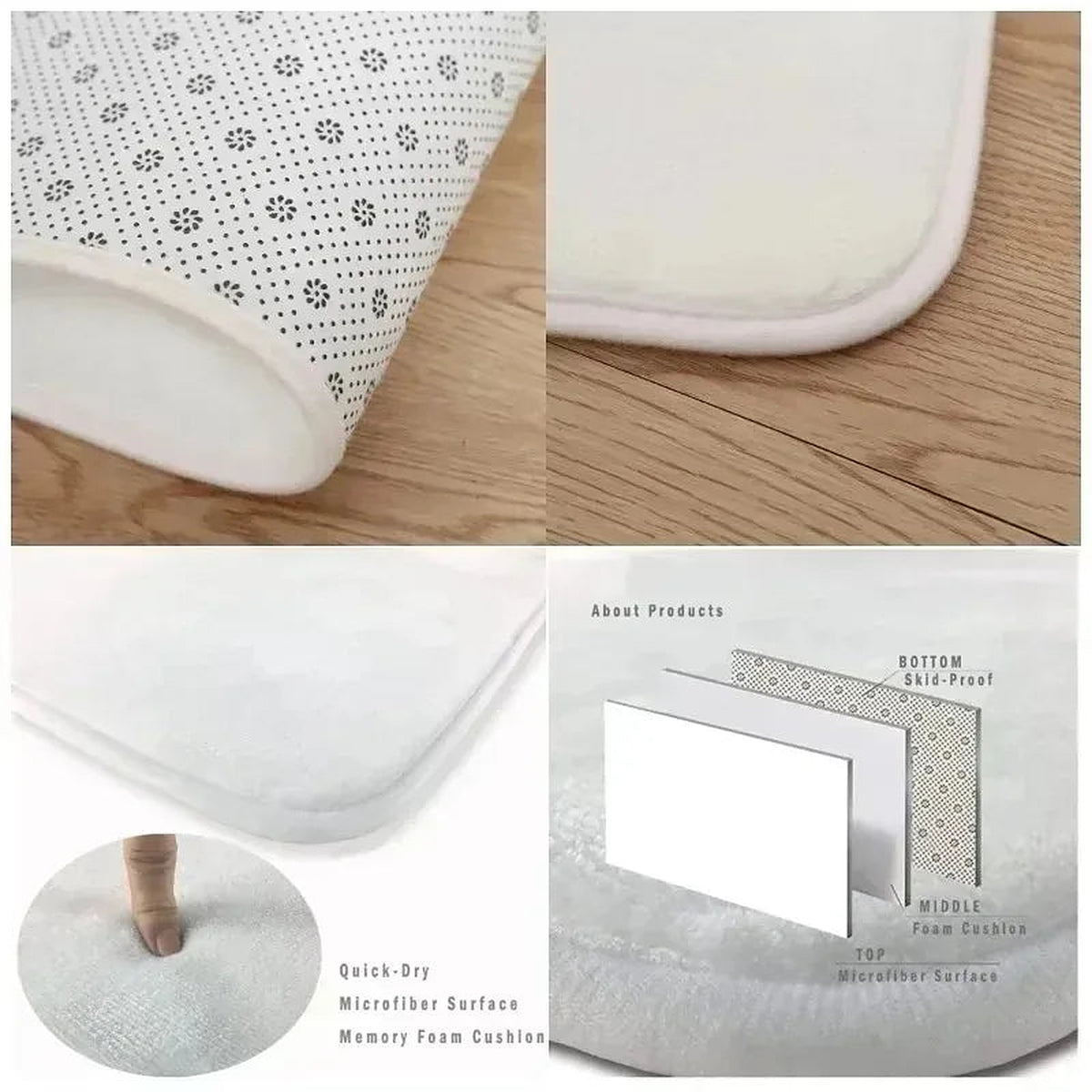 Door mat non-slip backing and soft surface details