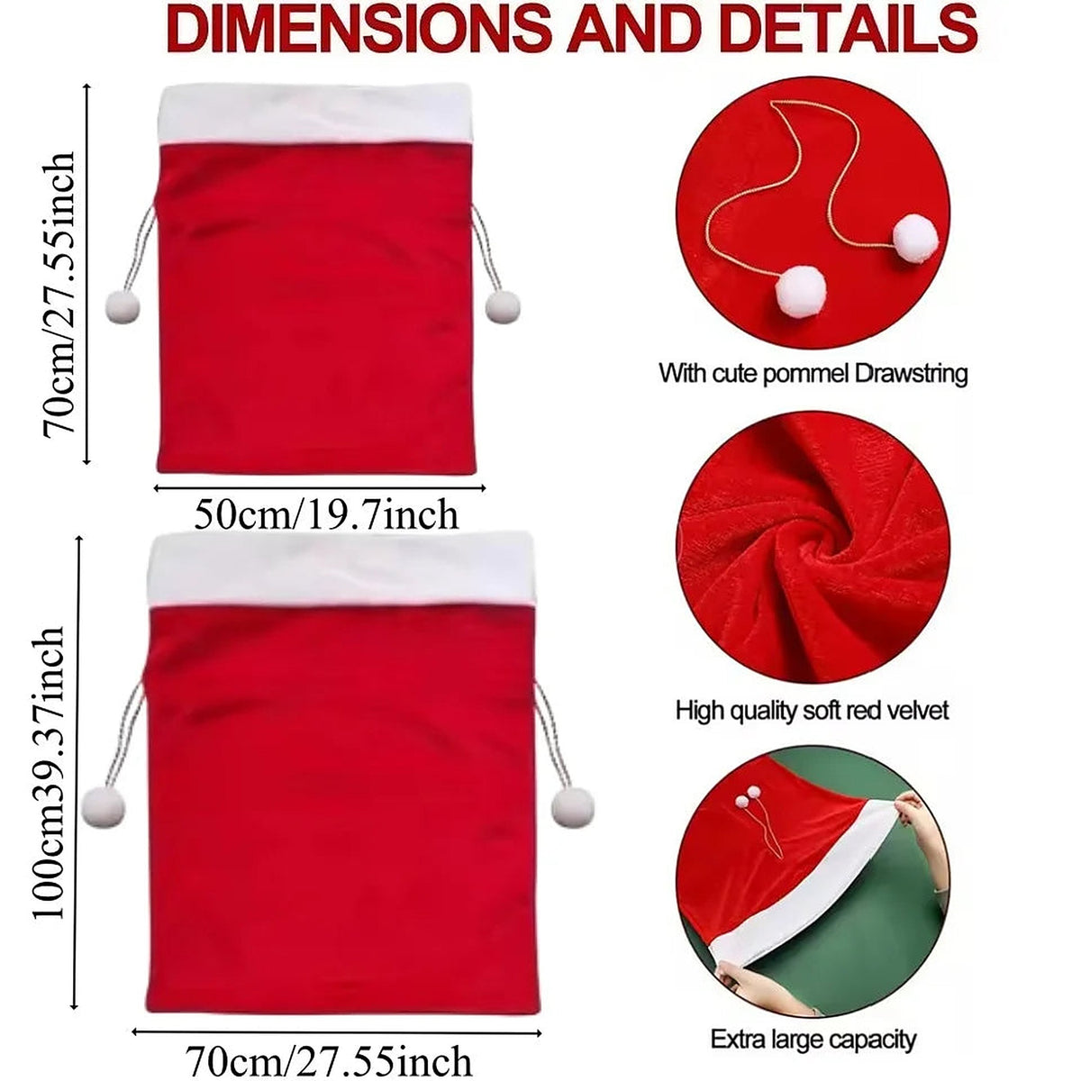 Large Red Santa Sack with Drawstring