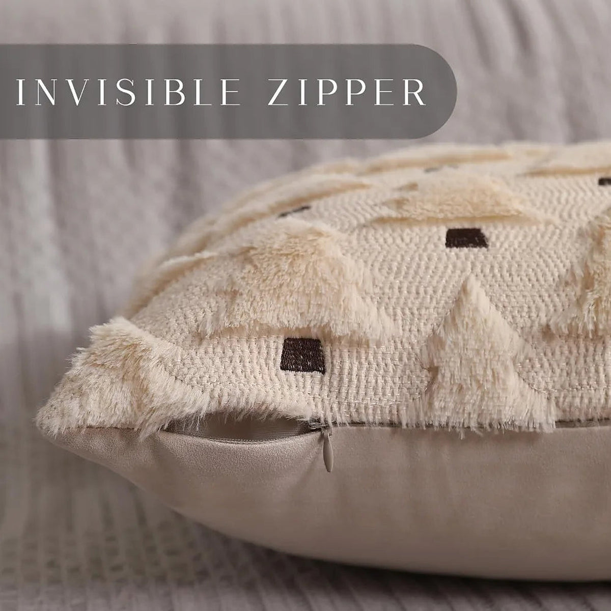 Christmas pillow cover invisible zipper close-up