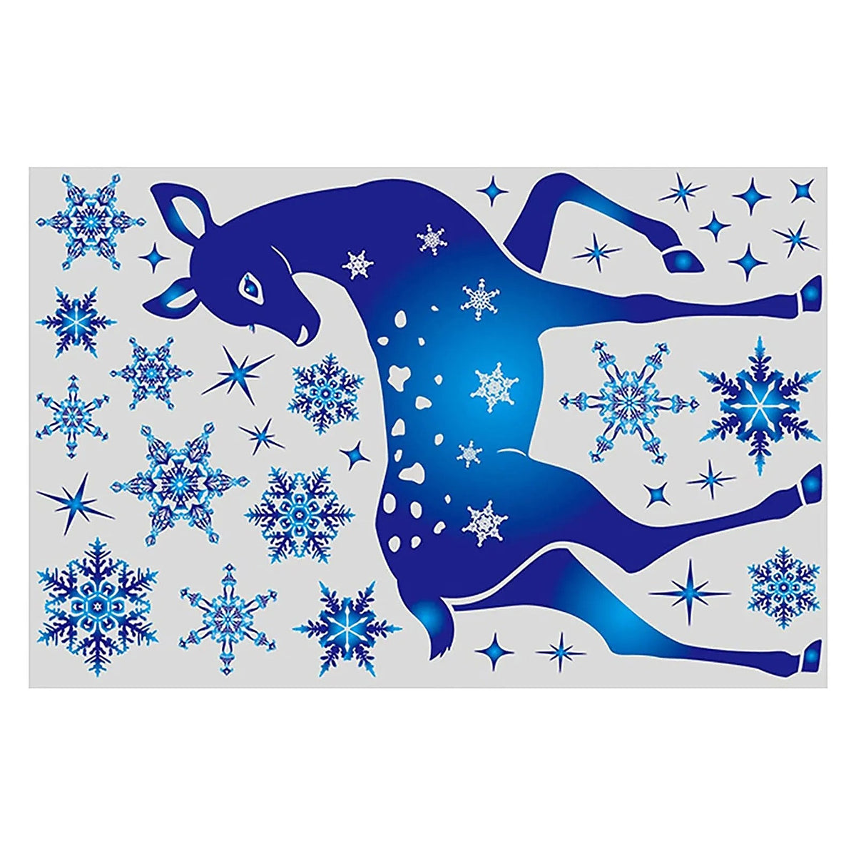 Reindeer and snowflakes window cling sheet