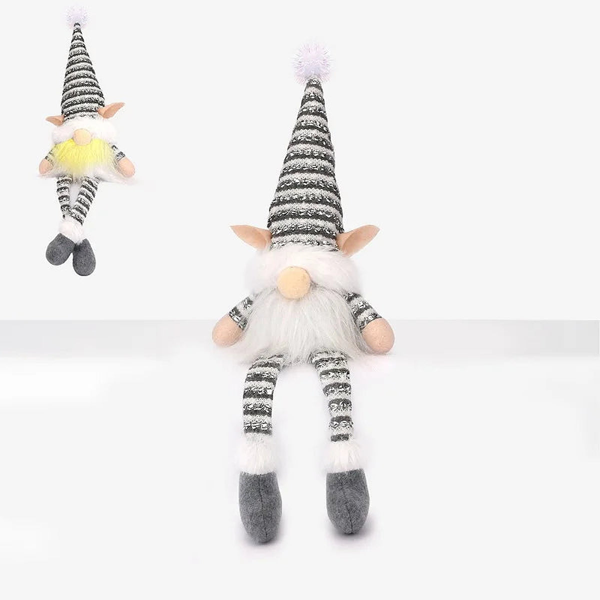 Grey striped elf gnome with long legs