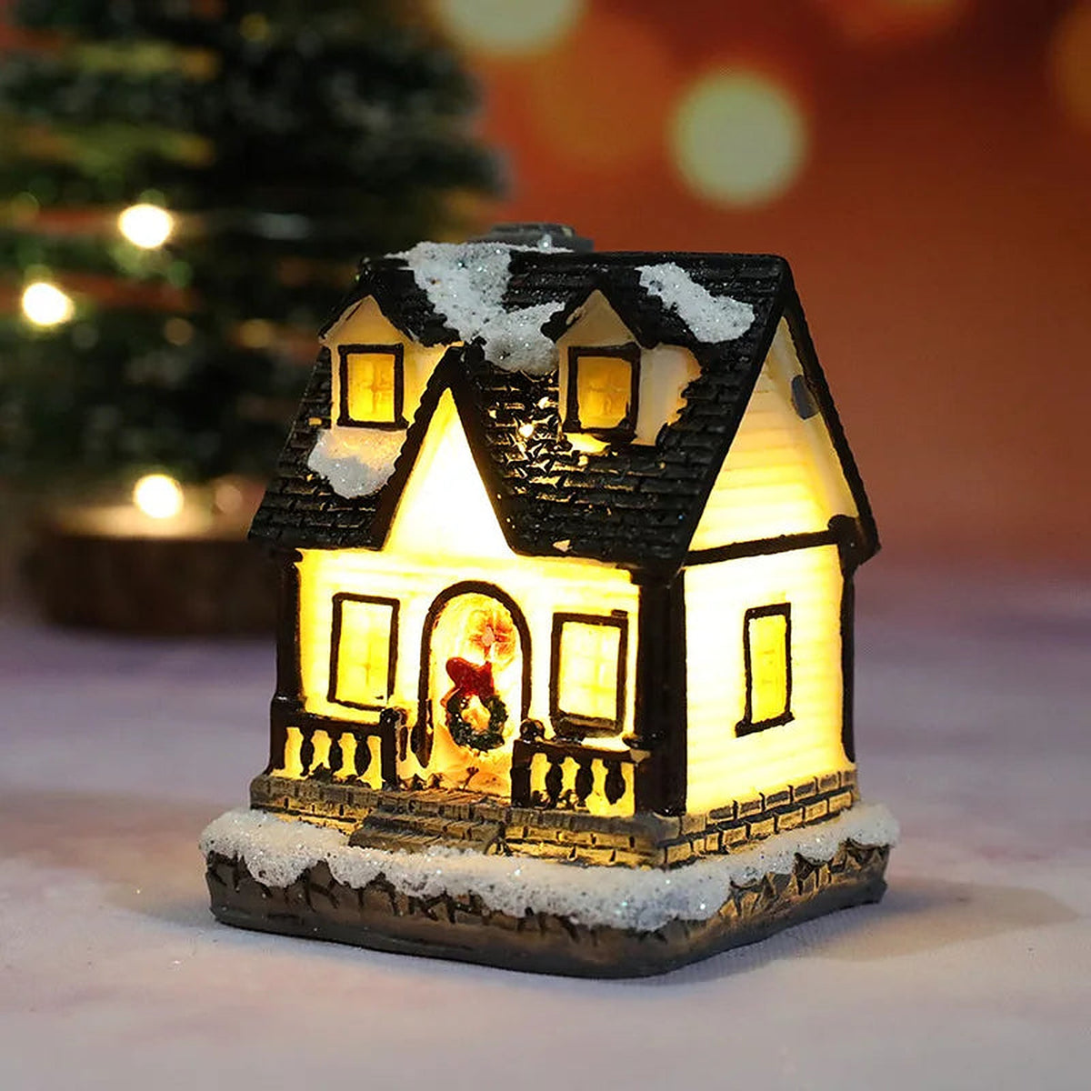 Porch cottage light-up village house