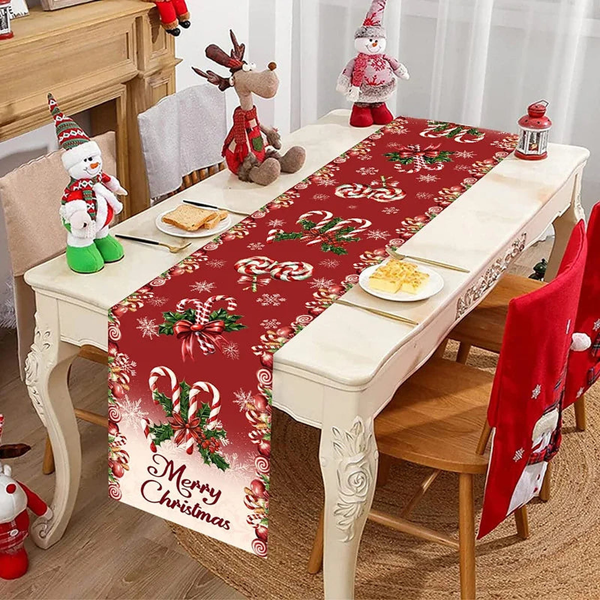 Red candy cane table runner