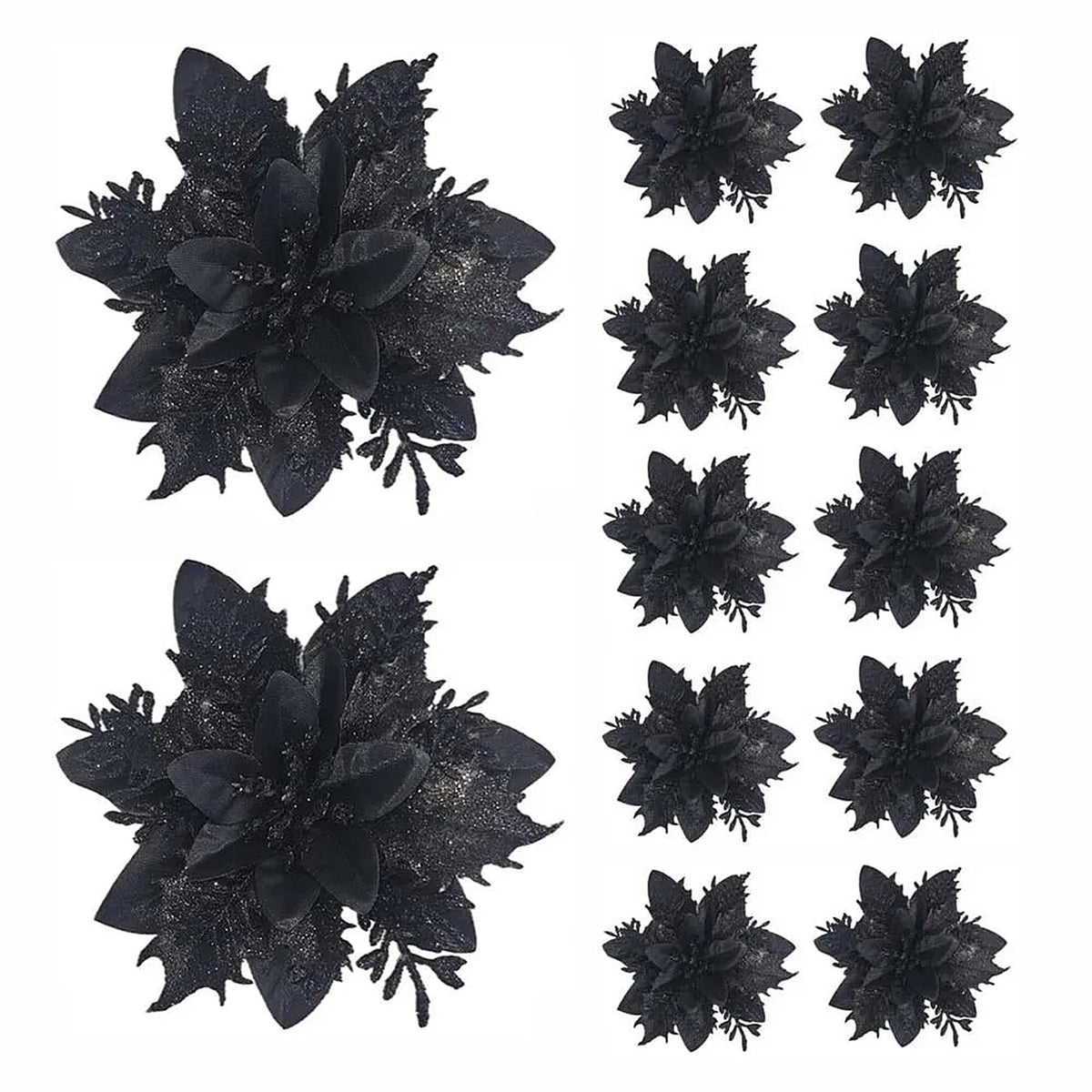 Black glitter poinsettia flowers