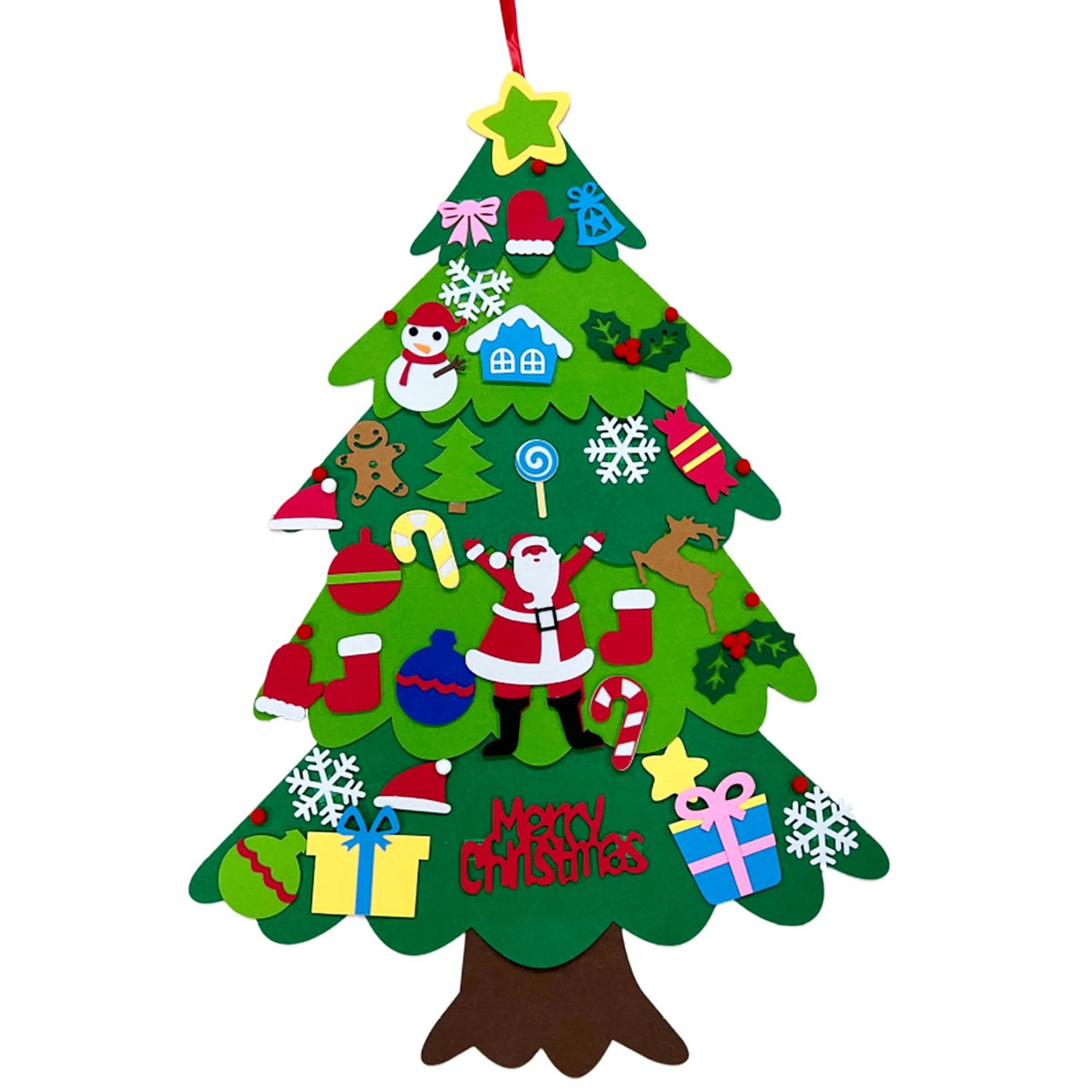 Felt Christmas tree design B with Santa ornament