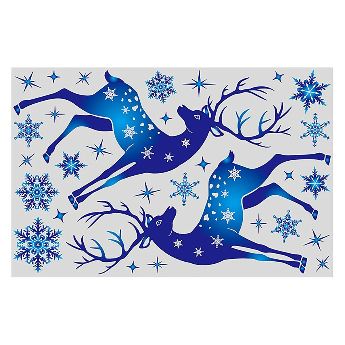 Two leaping reindeer window cling sheet