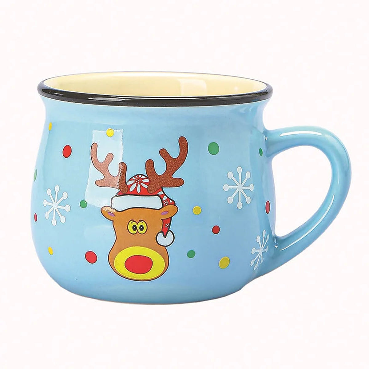 Light blue reindeer ceramic Christmas mug