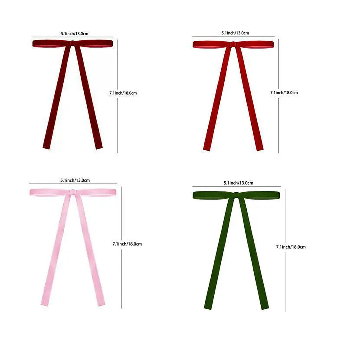 Mixed velvet bows in burgundy, red, pink and green