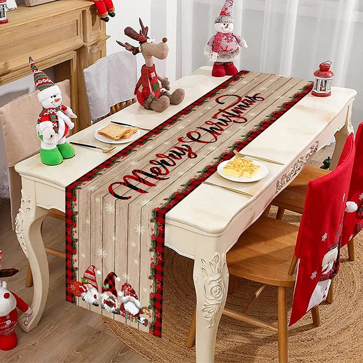Beige gnome table runner
