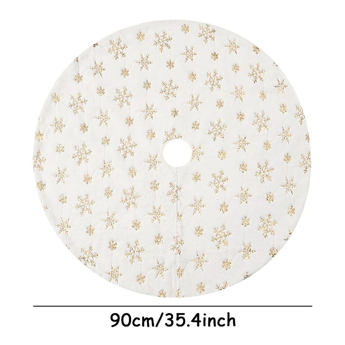 White tree skirt with gold snowflakes, 90 cm (35.4 in)