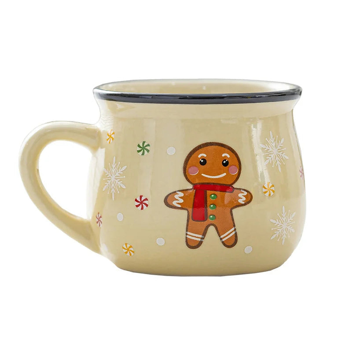 Cream gingerbread man ceramic Christmas mug