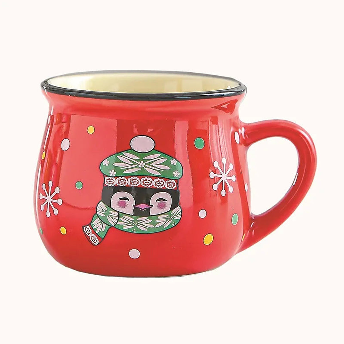Red penguin ceramic Christmas mug
