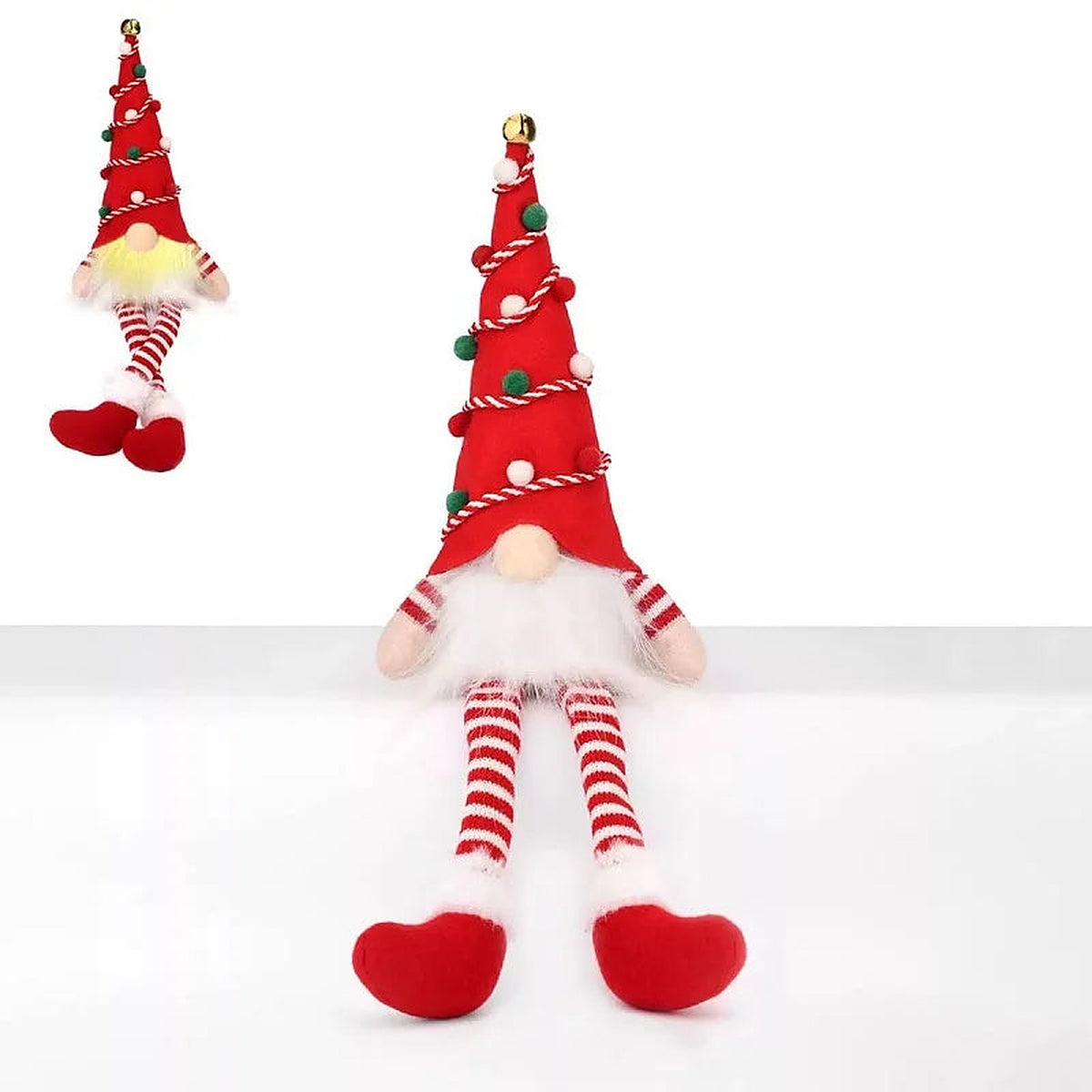 Red spiral-hat gnome with long legs