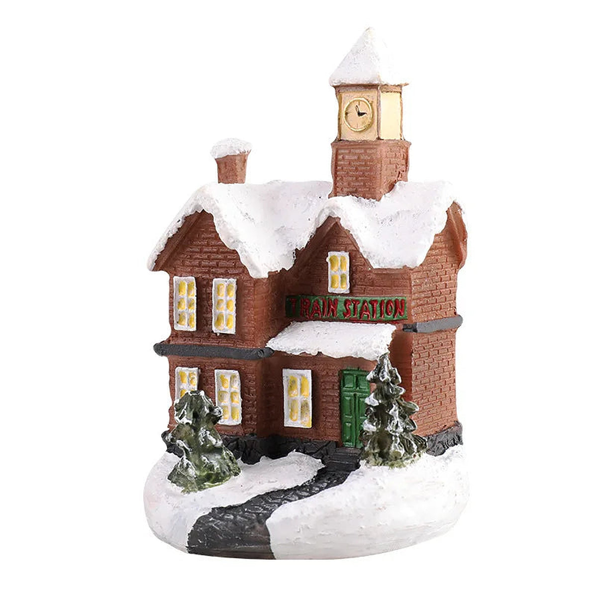 Train station village house with clock tower