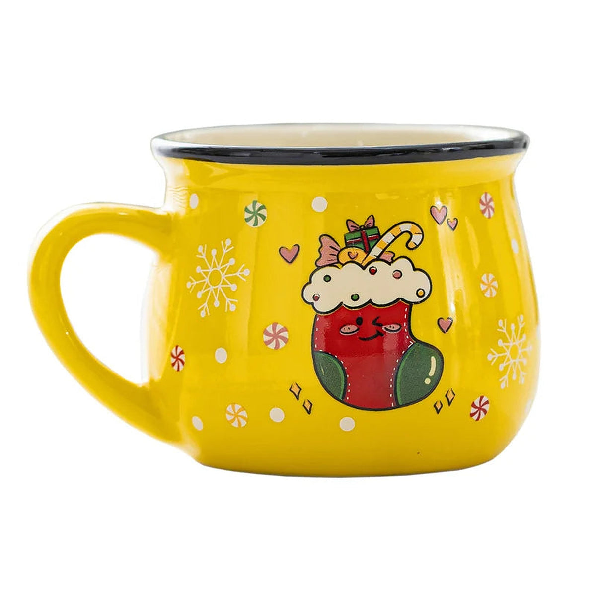Yellow stocking ceramic Christmas mug