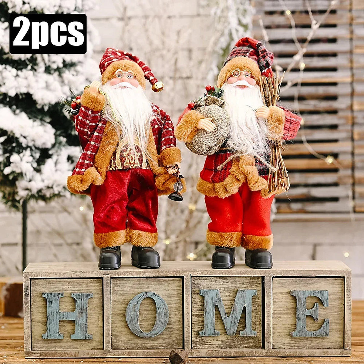 Set of 2: woodcutter and lantern Santas