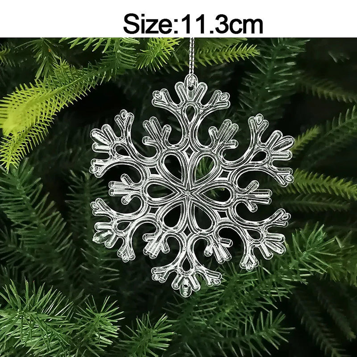 Clear acrylic large snowflake ornament, 11.3 cm