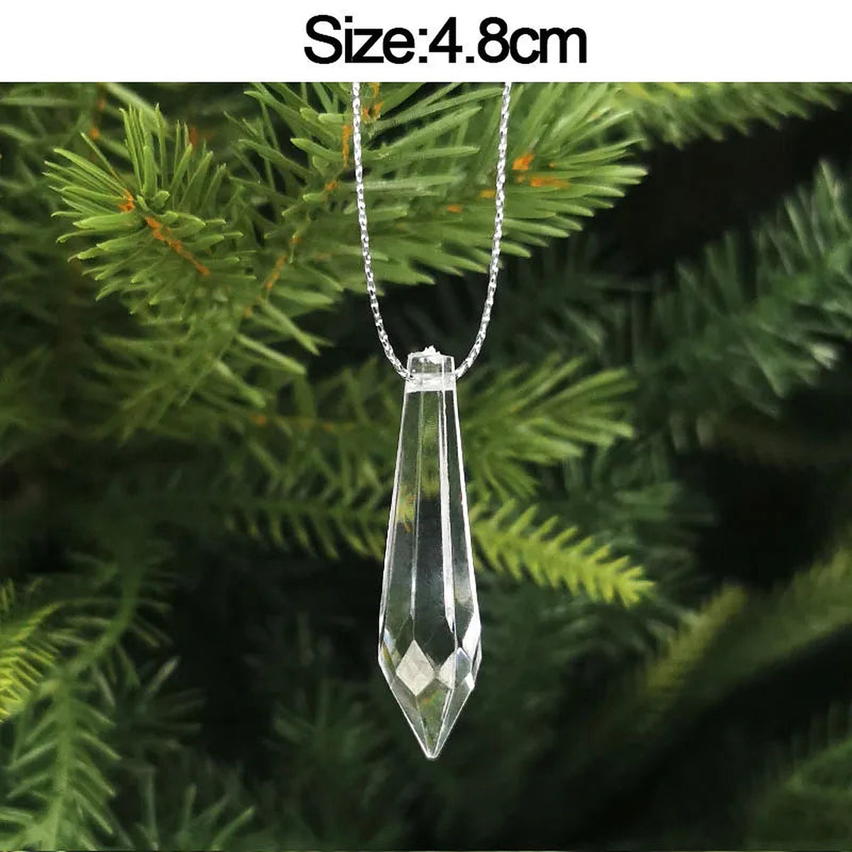 Clear acrylic icicle prism ornament, 4.8 cm