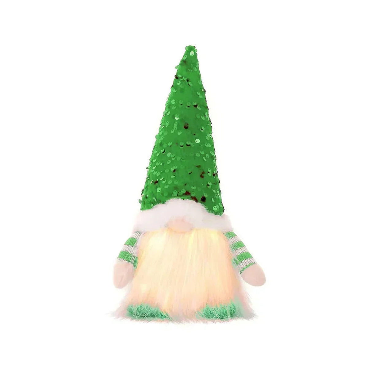 Light-up gnome with green sequin hat