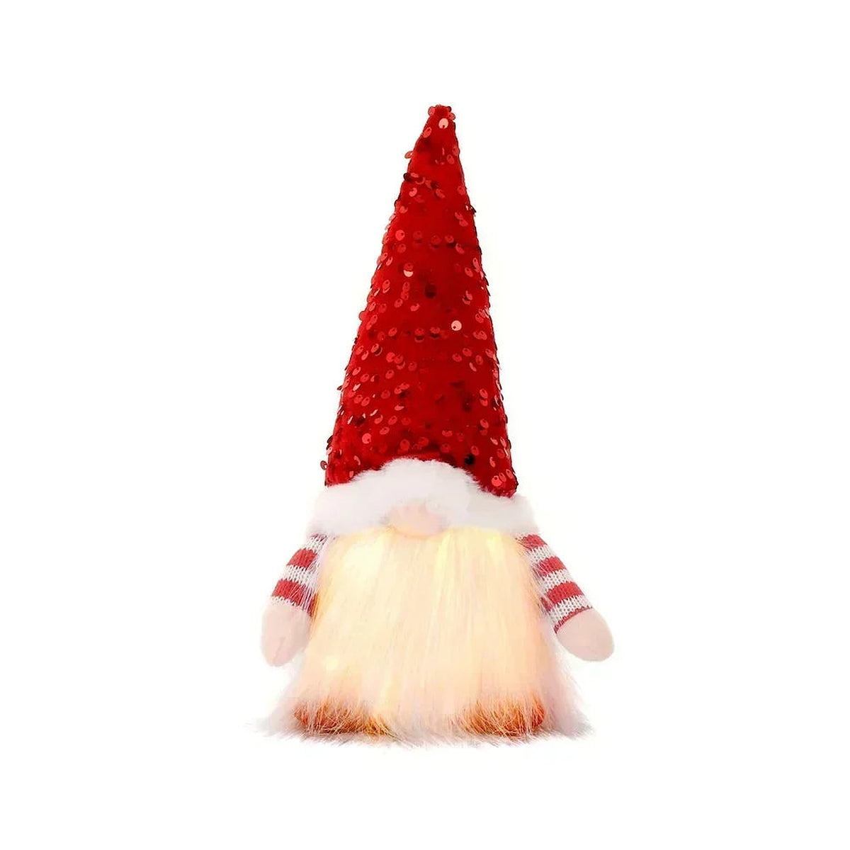 Light-up gnome with red sequin hat
