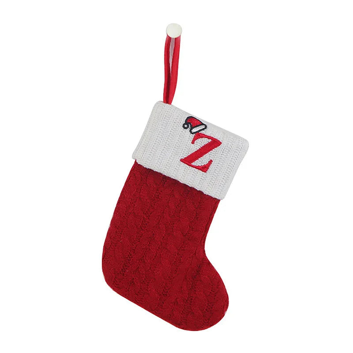 Red knit mini Christmas stocking with embroidered letter Z