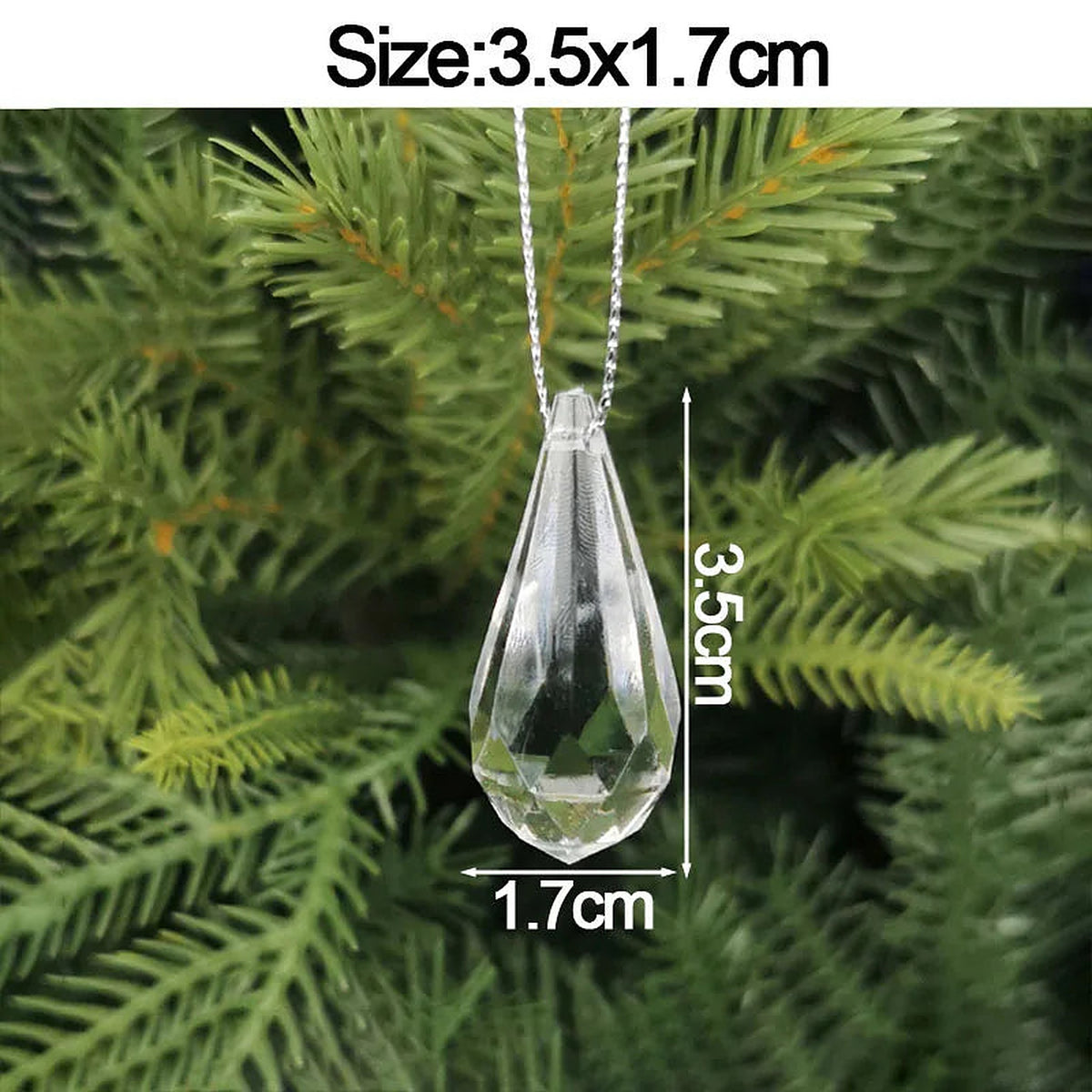 Clear acrylic mini teardrop ornament, 3.5 × 1.7 cm