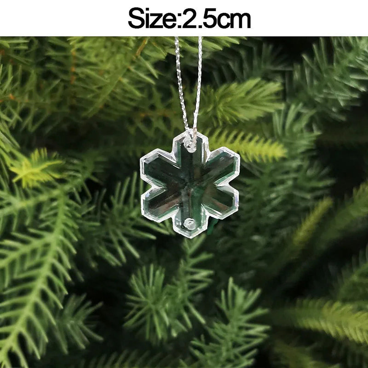 Clear acrylic mini snowflake ornament, 2.5 cm