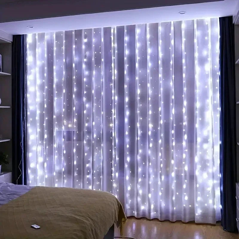 LED Curtain Fairy Lights – 3m Warm White Window Lights with Remote