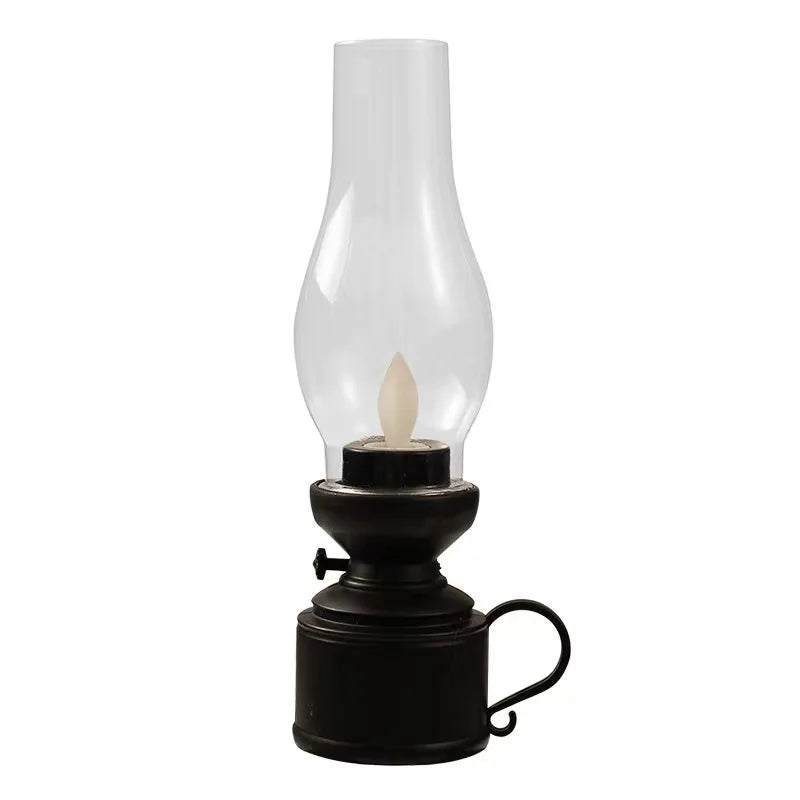 Vintage Flickering Flame Lantern – Battery LED Oil Lamp Decor
