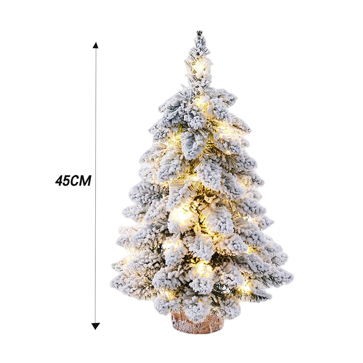 Snow-Flocked Mini Christmas Tree with LED Lights – Tabletop Decor