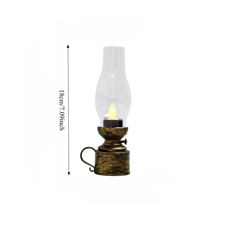 Vintage Flickering Flame Lantern – Battery LED Oil Lamp Decor