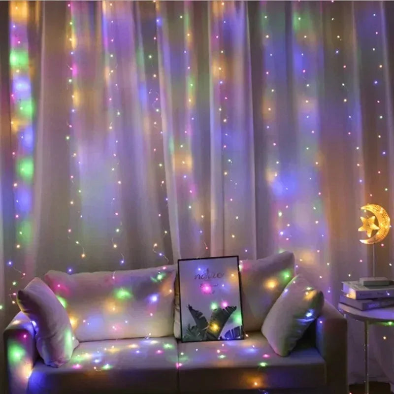 LED Curtain Fairy Lights – 3m Warm White Window Lights with Remote