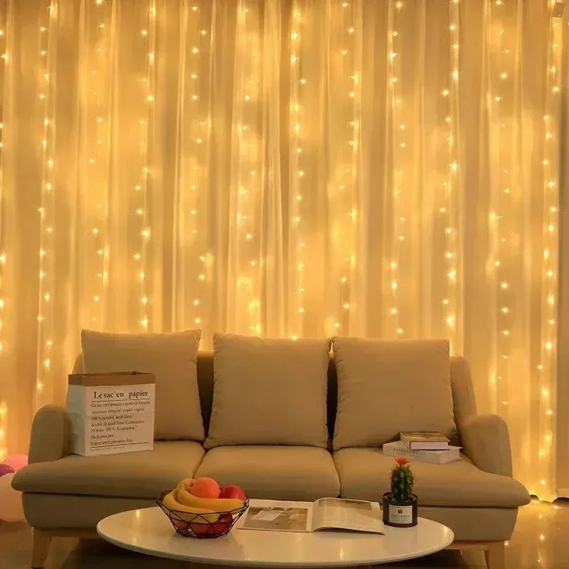 LED Curtain Fairy Lights – 3m Warm White Window Lights with Remote