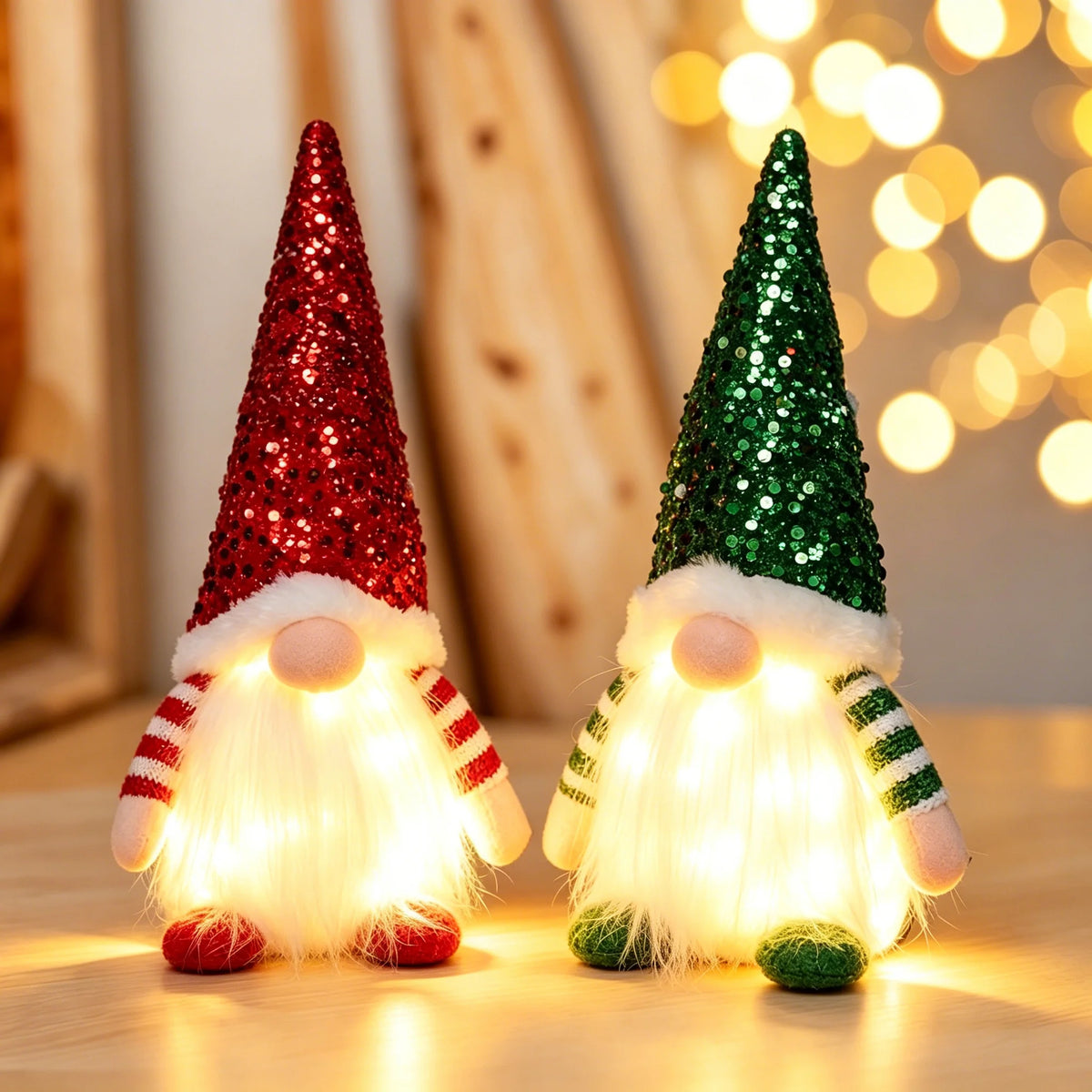 Glowing Christmas Gnome – Knitted LED Light-Up Holiday Decor