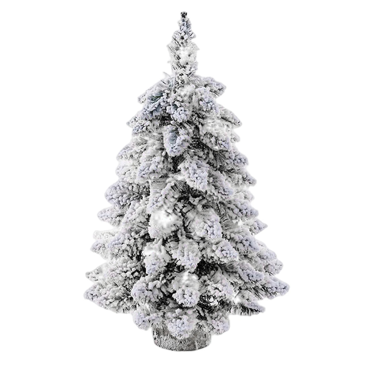 Snow-Flocked Mini Christmas Tree with LED Lights – Tabletop Decor