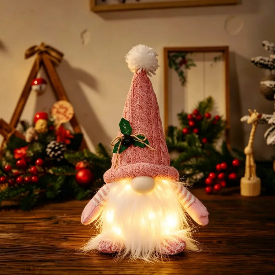 Glowing Christmas Gnome – Knitted LED Light-Up Holiday Decor