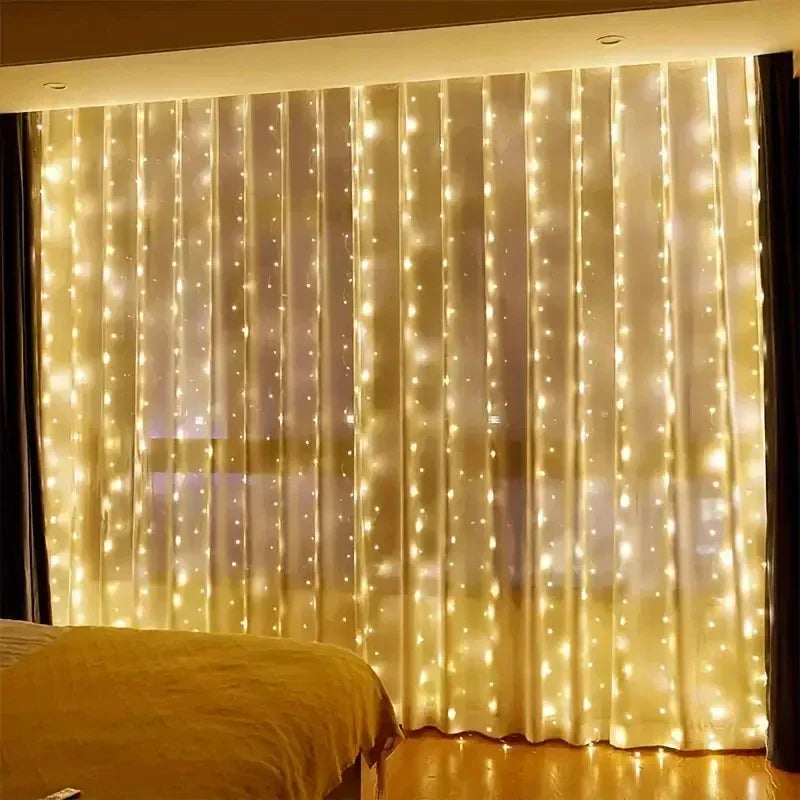 LED Curtain Fairy Lights – 3m Warm White Window Lights with Remote