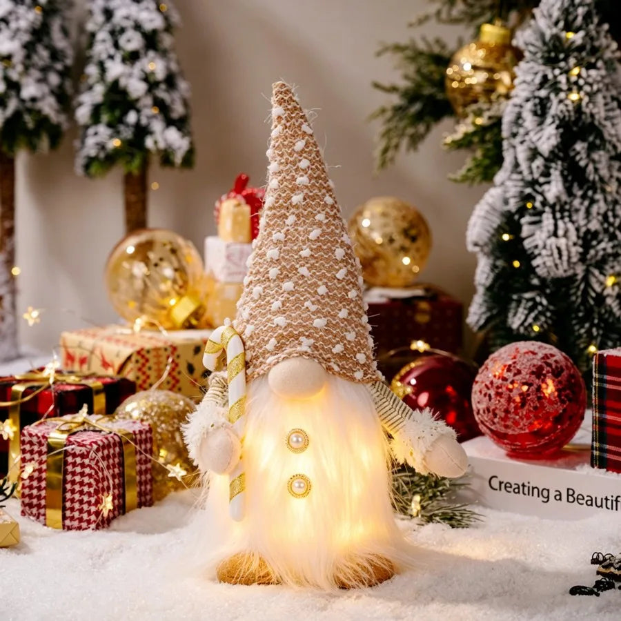 Glowing Christmas Gnome – Knitted LED Light-Up Holiday Decor