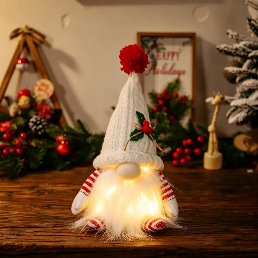 Glowing Christmas Gnome – Knitted LED Light-Up Holiday Decor